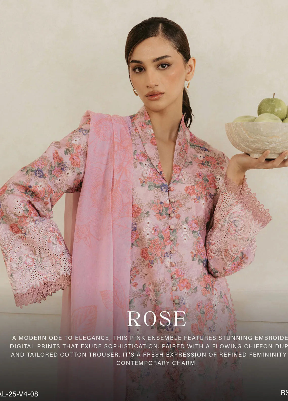 Amore by Ayzel Embroidered Lawn Suits Unstitched 3 Piece - AF25AA 08 ROSE Amore by Ayzel Embroidered Lawn Suits Unstitched 3 Piece - AF25AA 08 ROSE