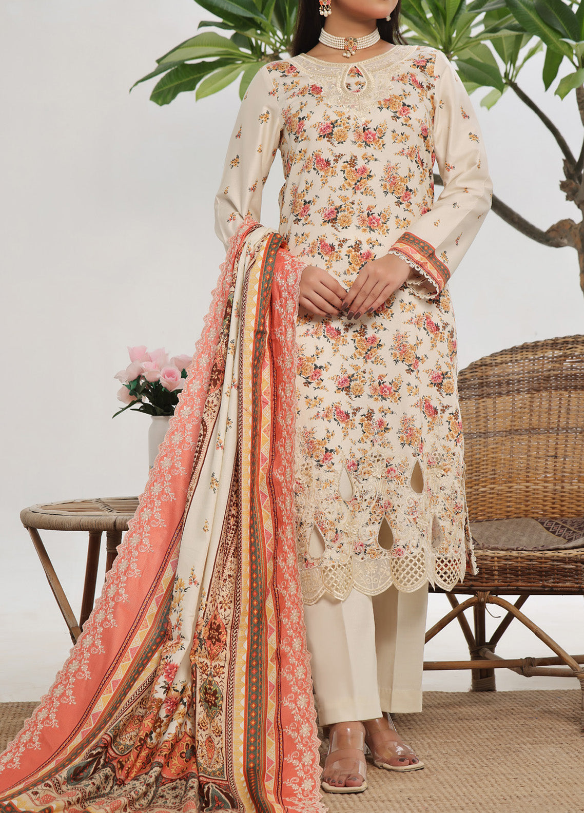 Anmol By VS Textile Embroidered Cottel Suits Unstitched 3 Piece - VS24AC2 573 Anmol By VS Textile Embroidered Cottel Suits Unstitched 3 Piece - VS24AC2 573