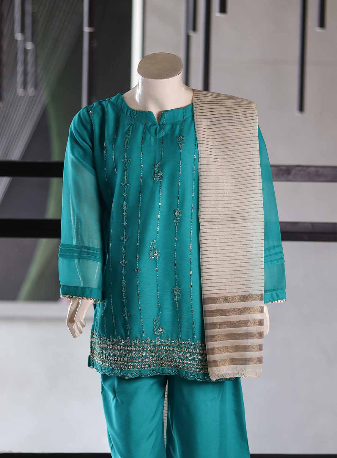 Aroob Fancy Embroidered Chiffon Suits Stitched 3 Piece - ARB25G 0120 GREEN Aroob Fancy Embroidered Chiffon Suits Stitched 3 Piece - ARB25G 0120 GREEN