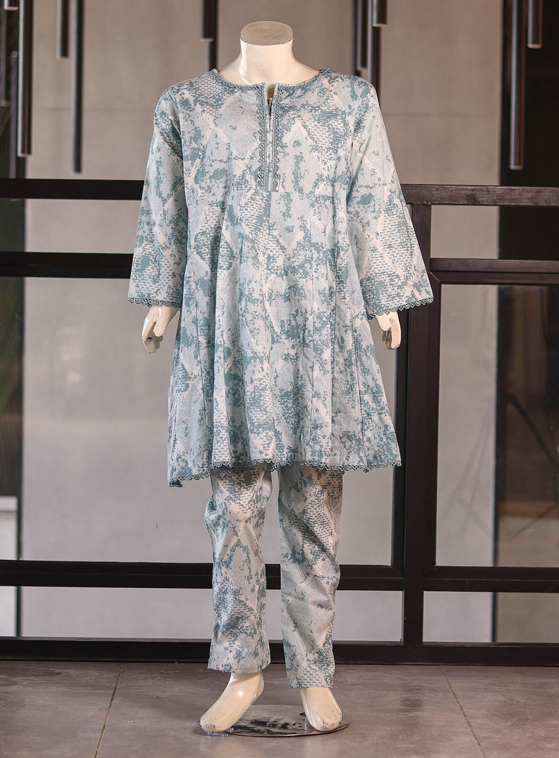 Aroob Fancy Embroidered Swiss Lawn Suits Stitched 2 Piece - ARB25G 0190 ICE BLUE Aroob Fancy Embroidered Swiss Lawn Suits Stitched 2 Piece - ARB25G 0190 ICE BLUE