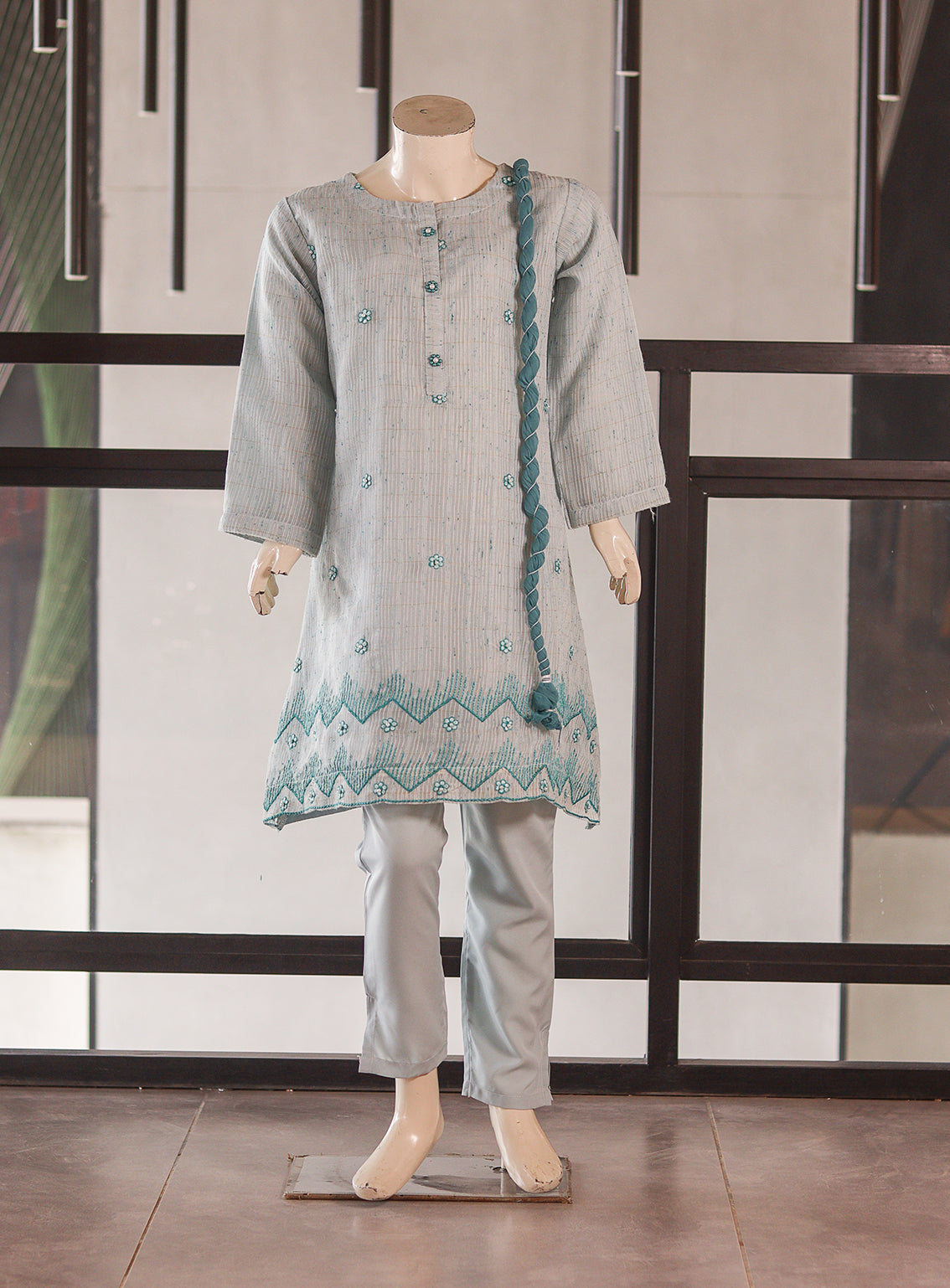 Aroob Embroidered Cotton Stitched 3 Piece Suit For Girls ARB26G D-0299-SBL Aroob Embroidered Cotton Stitched 3 Piece Suit For Girls ARB26G D-0299-SBL