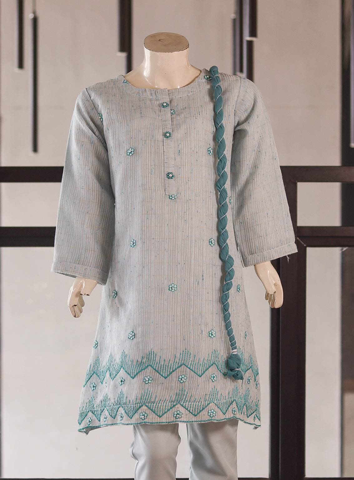 Aroob Embroidered Cotton Stitched 3 Piece Suit For Girls ARB26G D-0299-SBL Aroob Embroidered Cotton Stitched 3 Piece Suit For Girls ARB26G D-0299-SBL