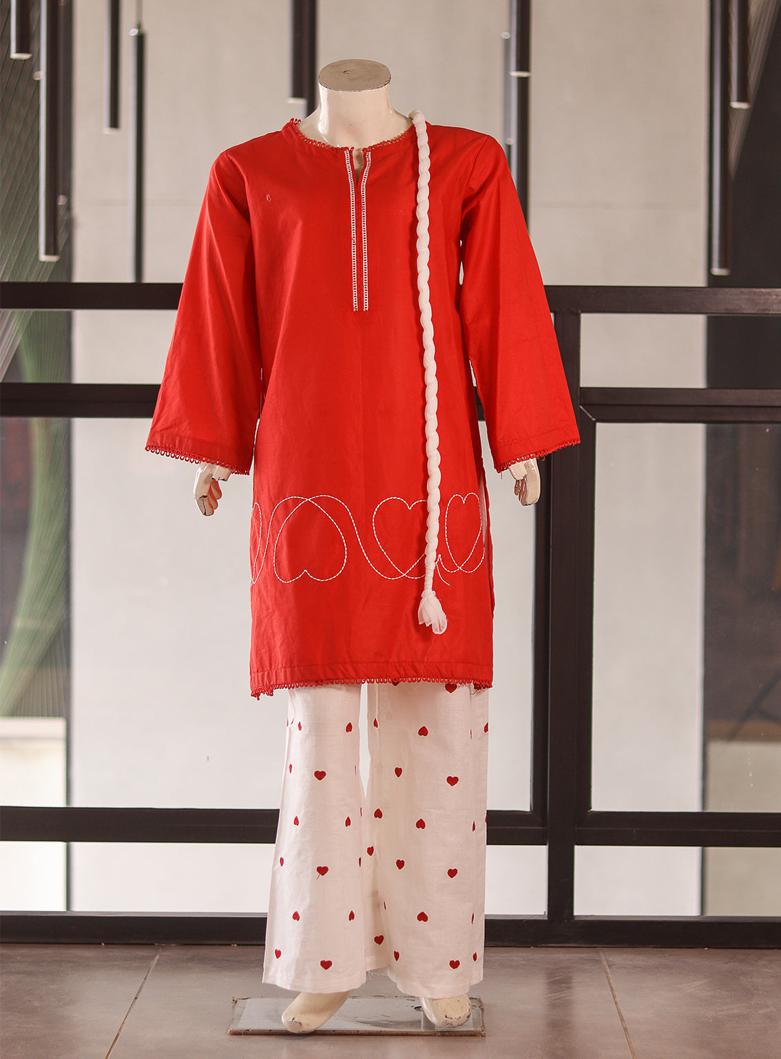 Aroob Embroidered Lawn Stitched 3 Piece Suit For Girls ARB26G D-0278-RD Aroob Embroidered Lawn Stitched 3 Piece Suit For Girls ARB26G D-0278-RD