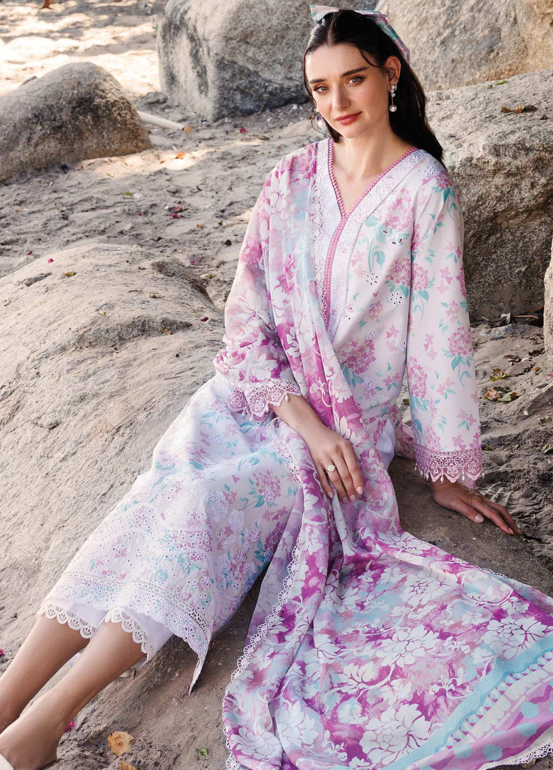 Aurea by Farasha Embroidered Lawn Suits Unstitched 3 Piece - FSH25AEL 02 BLOSSOM MIST Aurea by Farasha Embroidered Lawn Suits Unstitched 3 Piece - FSH25AEL 02 BLOSSOM MIST
