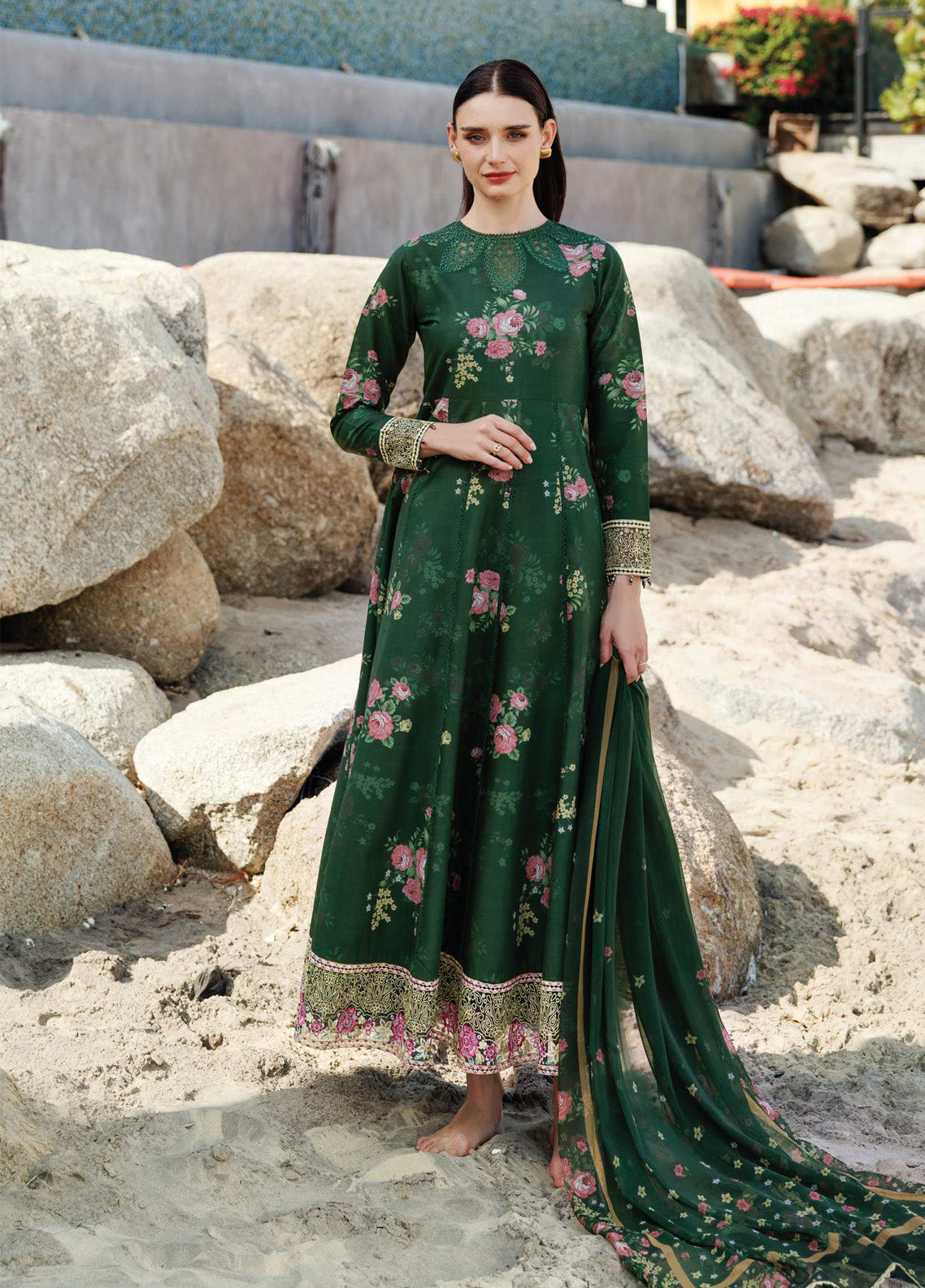 Aurea by Farasha Embroidered Lawn Suits Unstitched 3 Piece - FSH25AEL 03 MYSTIC PINE Aurea by Farasha Embroidered Lawn Suits Unstitched 3 Piece - FSH25AEL 03 MYSTIC PINE