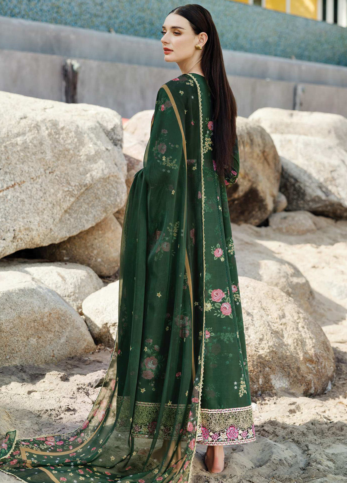 Aurea by Farasha Embroidered Lawn Suits Unstitched 3 Piece - FSH25AEL 03 MYSTIC PINE Aurea by Farasha Embroidered Lawn Suits Unstitched 3 Piece - FSH25AEL 03 MYSTIC PINE