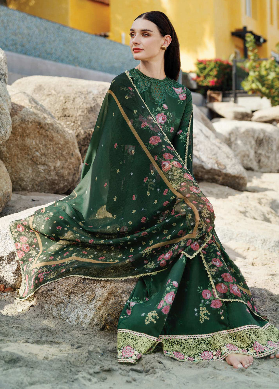 Aurea by Farasha Embroidered Lawn Suits Unstitched 3 Piece - FSH25AEL 03 MYSTIC PINE Aurea by Farasha Embroidered Lawn Suits Unstitched 3 Piece - FSH25AEL 03 MYSTIC PINE