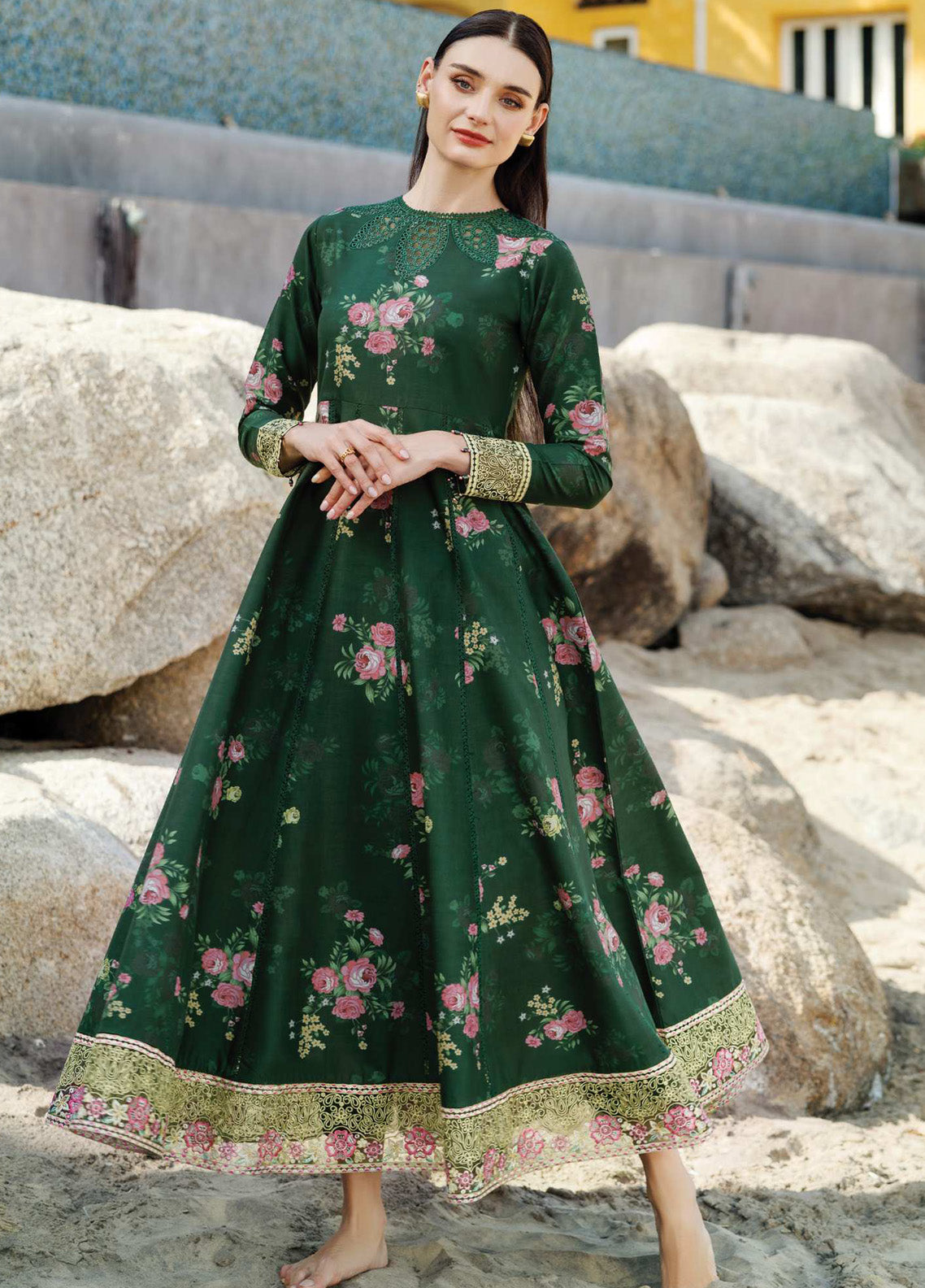 Aurea by Farasha Embroidered Lawn Suits Unstitched 3 Piece - FSH25AEL 03 MYSTIC PINE Aurea by Farasha Embroidered Lawn Suits Unstitched 3 Piece - FSH25AEL 03 MYSTIC PINE