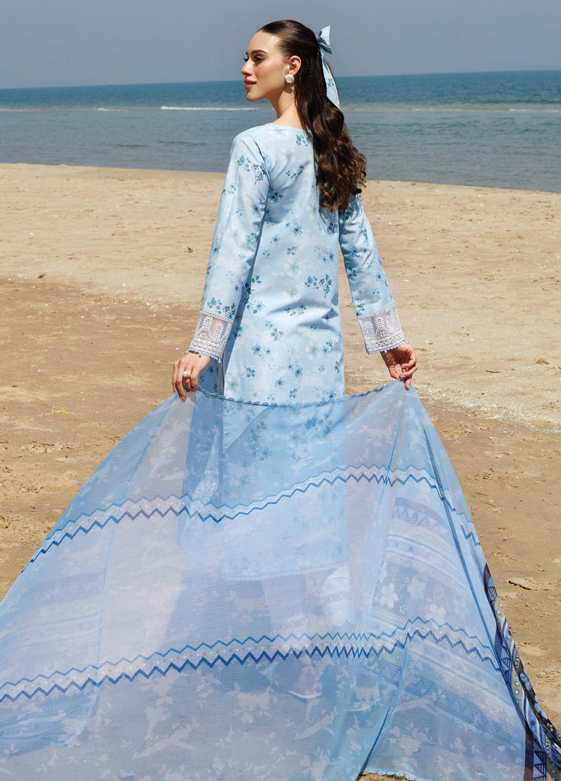 Aurea by Farasha Embroidered Lawn Suits Unstitched 3 Piece - FSH25AEL 04 MOONLIT BLUE Aurea by Farasha Embroidered Lawn Suits Unstitched 3 Piece - FSH25AEL 04 MOONLIT BLUE