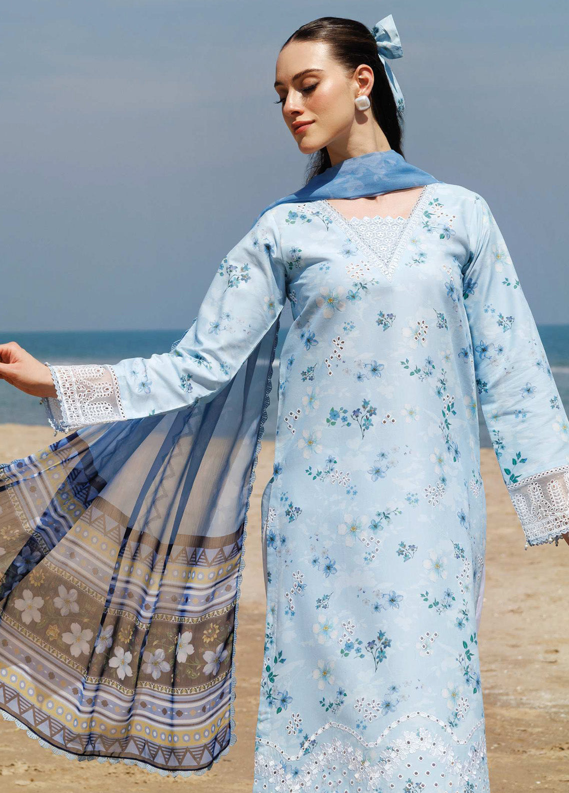Aurea by Farasha Embroidered Lawn Suits Unstitched 3 Piece - FSH25AEL 04 MOONLIT BLUE Aurea by Farasha Embroidered Lawn Suits Unstitched 3 Piece - FSH25AEL 04 MOONLIT BLUE