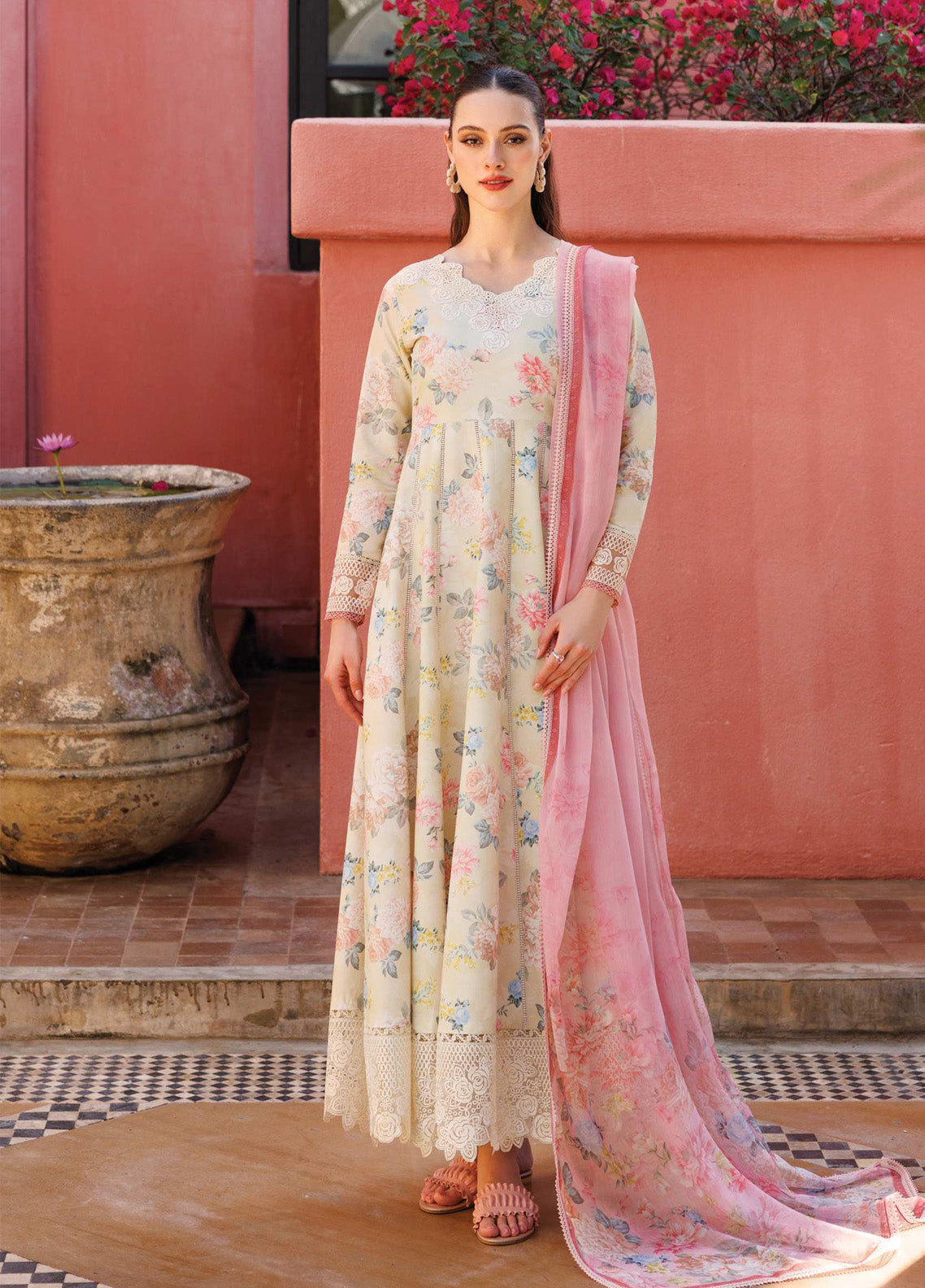 Aurea by Farasha Embroidered Lawn Suits Unstitched 3 Piece - FSH25AEL 06 MEADOW BLUSH Aurea by Farasha Embroidered Lawn Suits Unstitched 3 Piece - FSH25AEL 06 MEADOW BLUSH