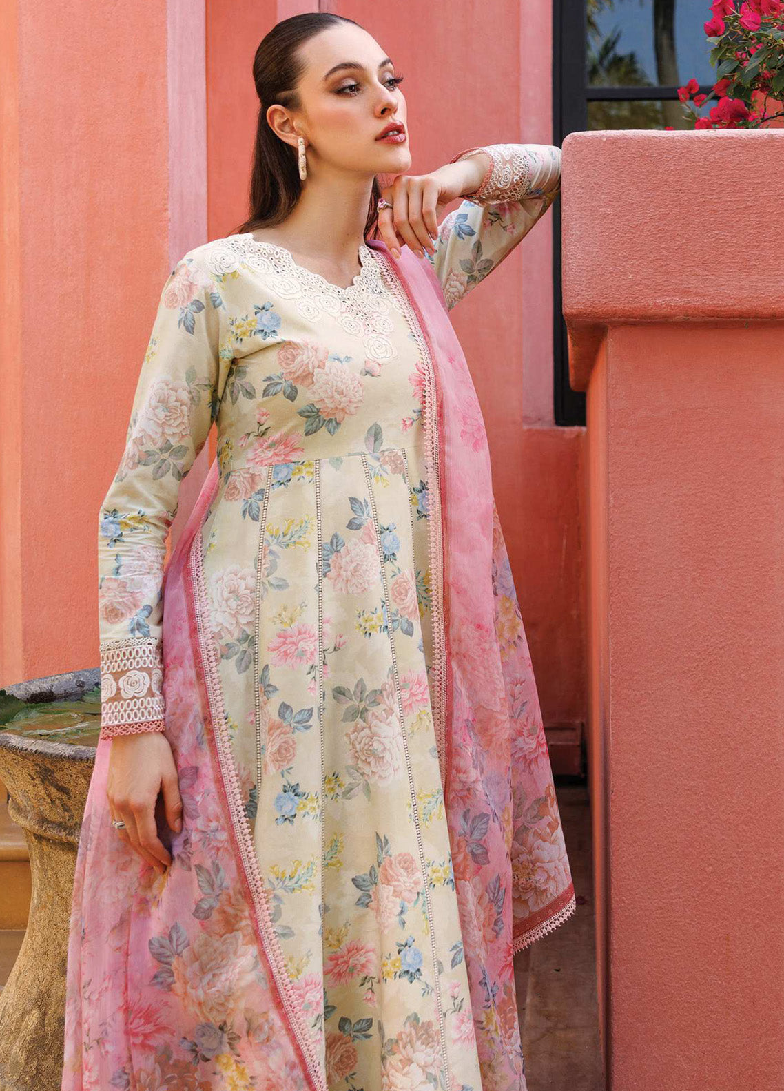 Aurea by Farasha Embroidered Lawn Suits Unstitched 3 Piece - FSH25AEL 06 MEADOW BLUSH Aurea by Farasha Embroidered Lawn Suits Unstitched 3 Piece - FSH25AEL 06 MEADOW BLUSH