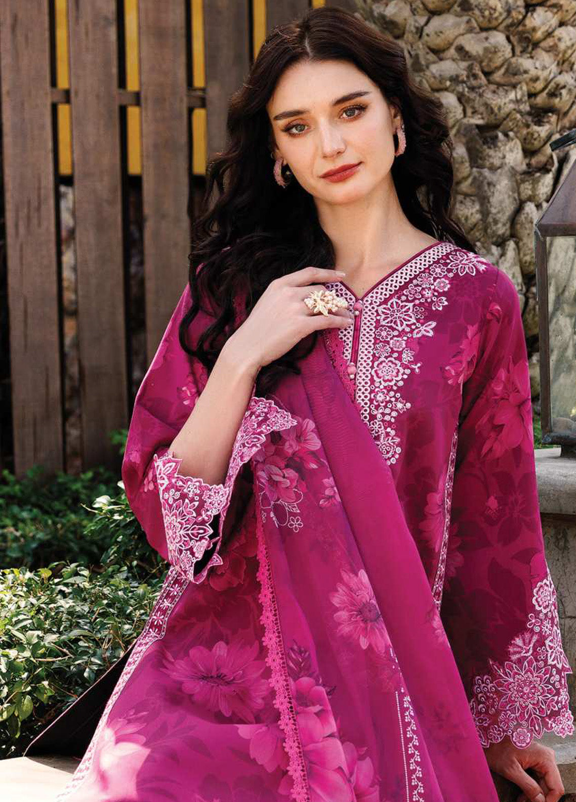 Aurea by Farasha Embroidered Lawn Suits Unstitched 3 Piece - FSH25AEL 07 FUCHSIA FLARE Aurea by Farasha Embroidered Lawn Suits Unstitched 3 Piece - FSH25AEL 07 FUCHSIA FLARE