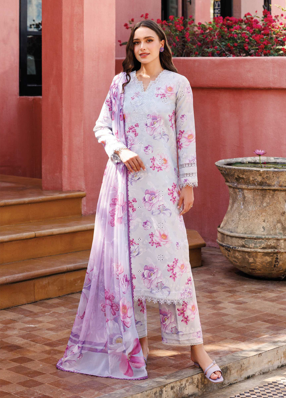 Aurea by Farasha Embroidered Lawn Suits Unstitched 3 Piece - FSH25AEL 11 ROSY MIST Aurea by Farasha Embroidered Lawn Suits Unstitched 3 Piece - FSH25AEL 11 ROSY MIST