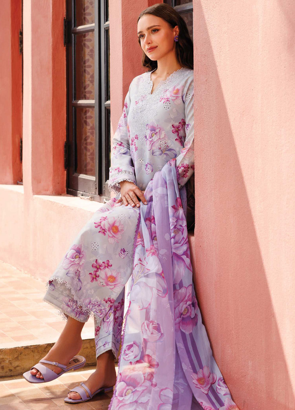 Aurea by Farasha Embroidered Lawn Suits Unstitched 3 Piece - FSH25AEL 11 ROSY MIST Aurea by Farasha Embroidered Lawn Suits Unstitched 3 Piece - FSH25AEL 11 ROSY MIST