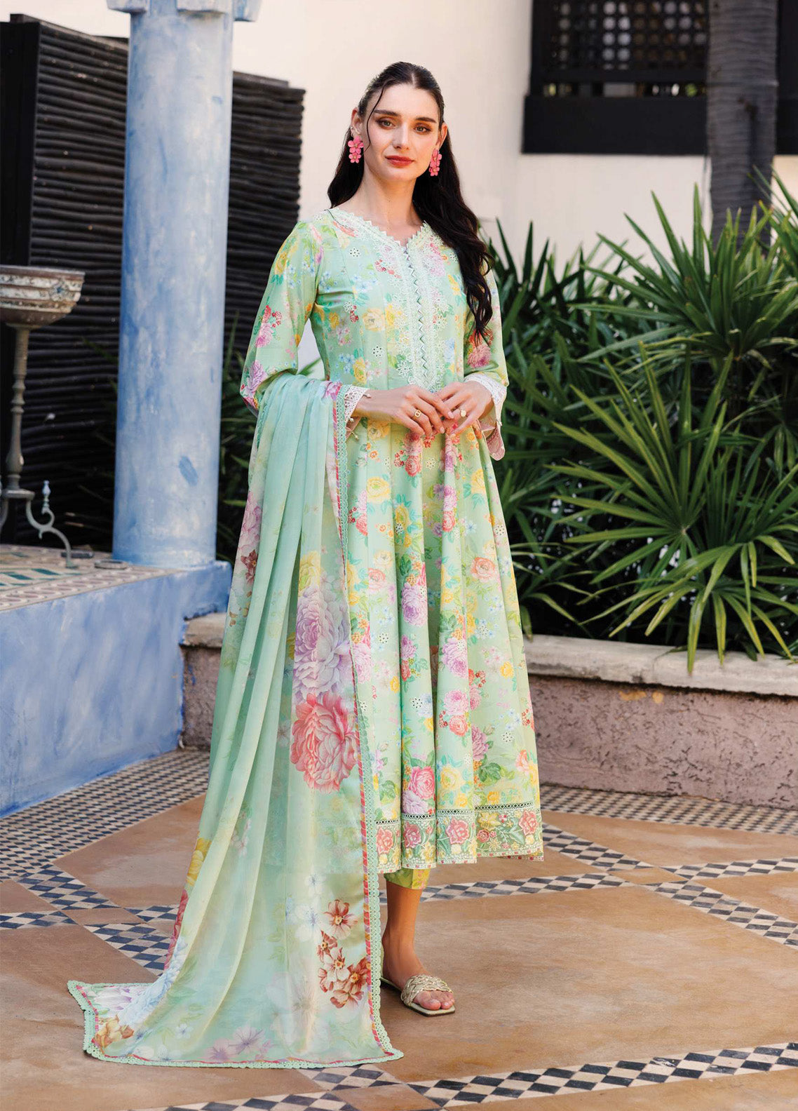 Aurea by Farasha Embroidered Lawn Suits Unstitched 3 Piece - FSH25AEL 12 MINT DEW Aurea by Farasha Embroidered Lawn Suits Unstitched 3 Piece - FSH25AEL 12 MINT DEW