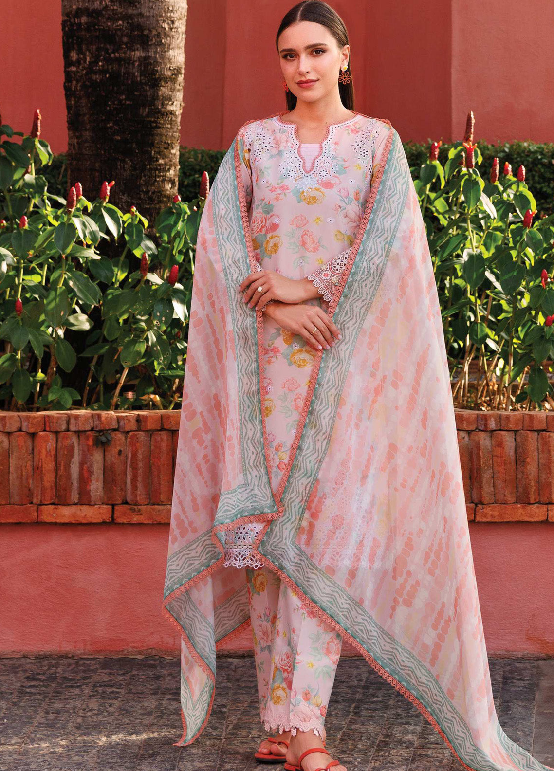 Aurea by Farasha Embroidered Lawn Suits Unstitched 3 Piece - FSH25AEL 14 PEACH GLOW Aurea by Farasha Embroidered Lawn Suits Unstitched 3 Piece - FSH25AEL 14 PEACH GLOW