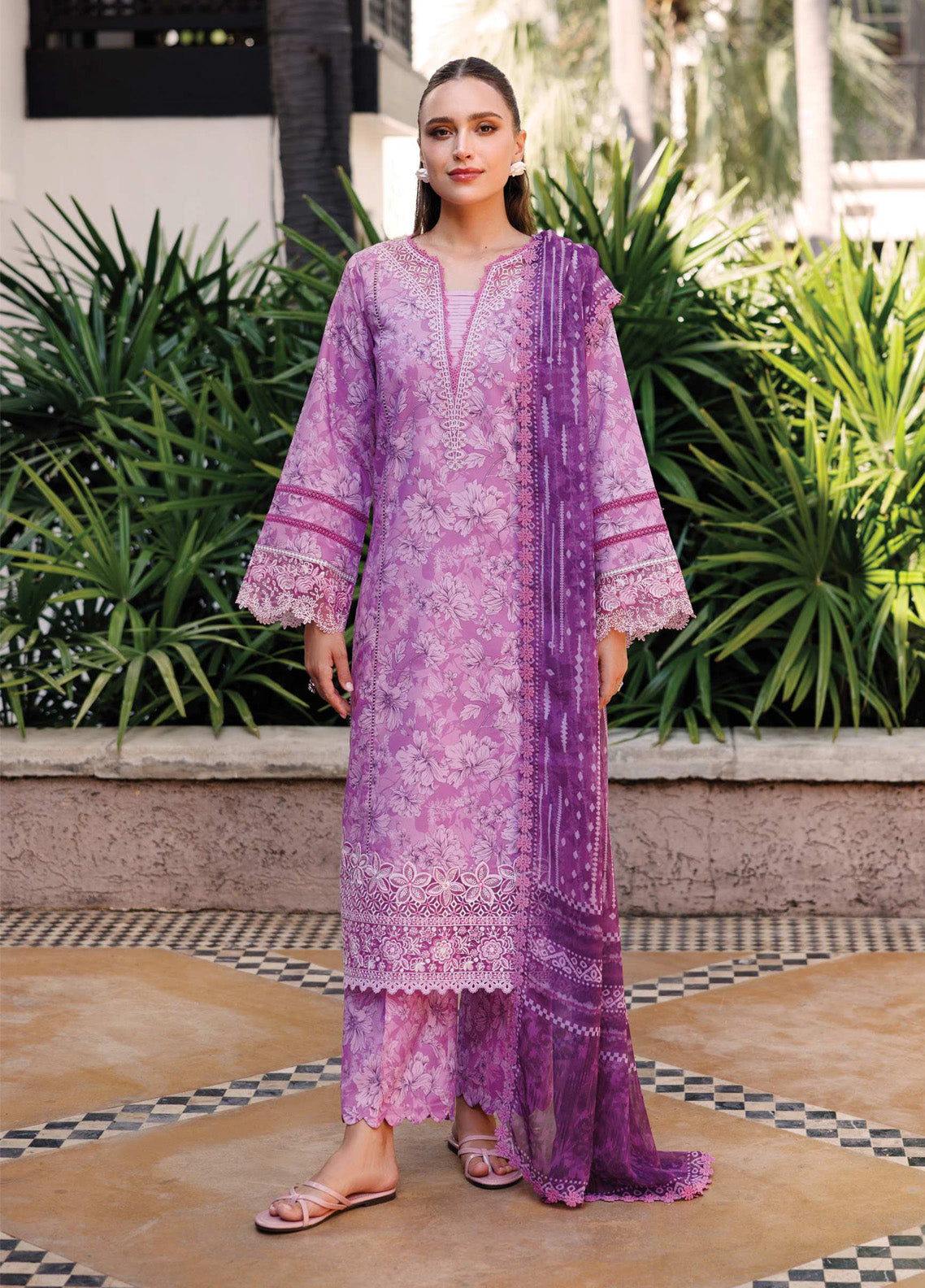 Aurea by Farasha Embroidered Lawn Suits Unstitched 3 Piece - FSH25AEL 15 LAVENDER RUSH Aurea by Farasha Embroidered Lawn Suits Unstitched 3 Piece - FSH25AEL 15 LAVENDER RUSH