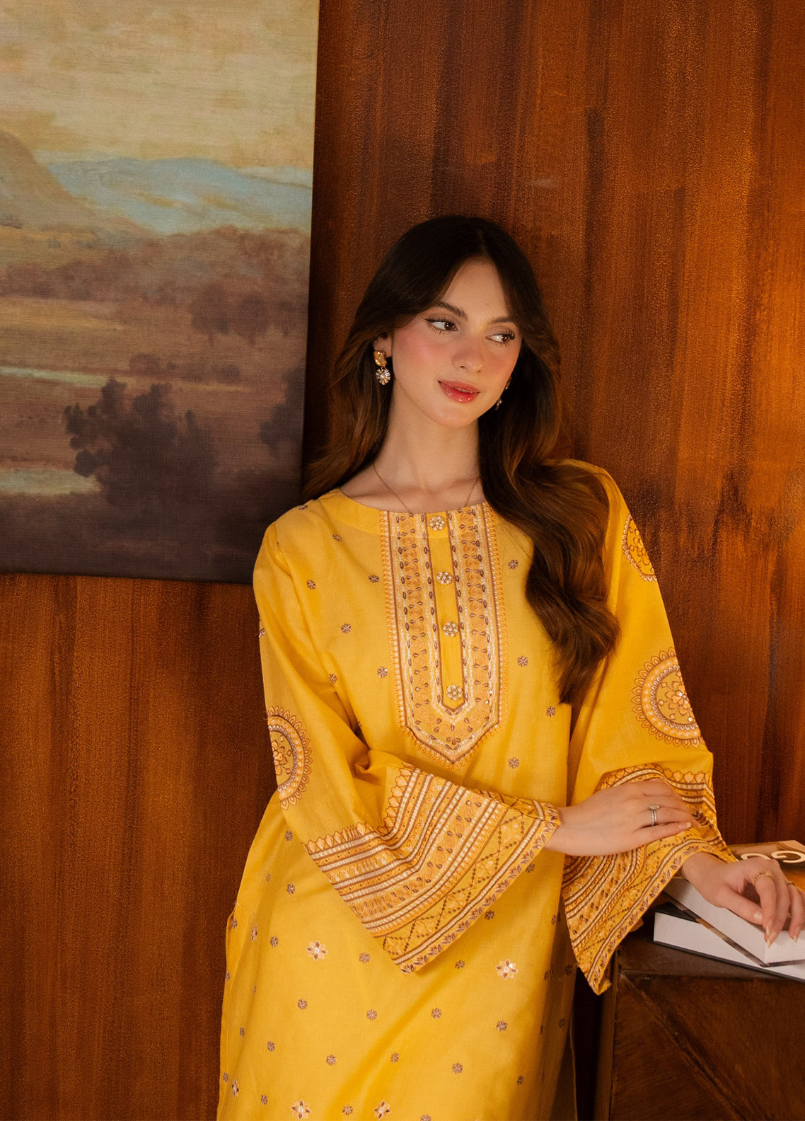 Ayaane By Amani Pret Printed Lawn 2 Piece Stitched Shirt Trouser AP26AP D-AY-1092 MEHRANEE Yellow White - Detail Ayaane By Amani Pret Printed Lawn 2 Piece Stitched Shirt Trouser AP26AP D-AY-1092 MEHRANEE Yellow White - Detail