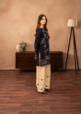 Ayaane By Amani Pret Printed Lawn 2 Piece Stitched Shirt Trouser AP26AP D-AY-1094 NOORAYNE Navy White - Front View