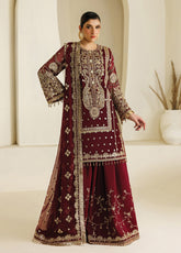 Aymal By Alizeh Fashion Handcrafted Bamber Chiffon 3 Piece Unstitched Suit AF26AHBC D-AF-BHM-4071 LIRA