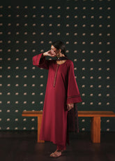 Azzurra By Casual Lite Solid Cotton Lawn 3 Piece Stitched Suit CL26ASVC D-01 ROSSO VELATO
