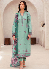 Bahar by Farasha Embroidered Lawn Suits Unstitched 3 Piece - FSH25B 08 CYAN WHISPER