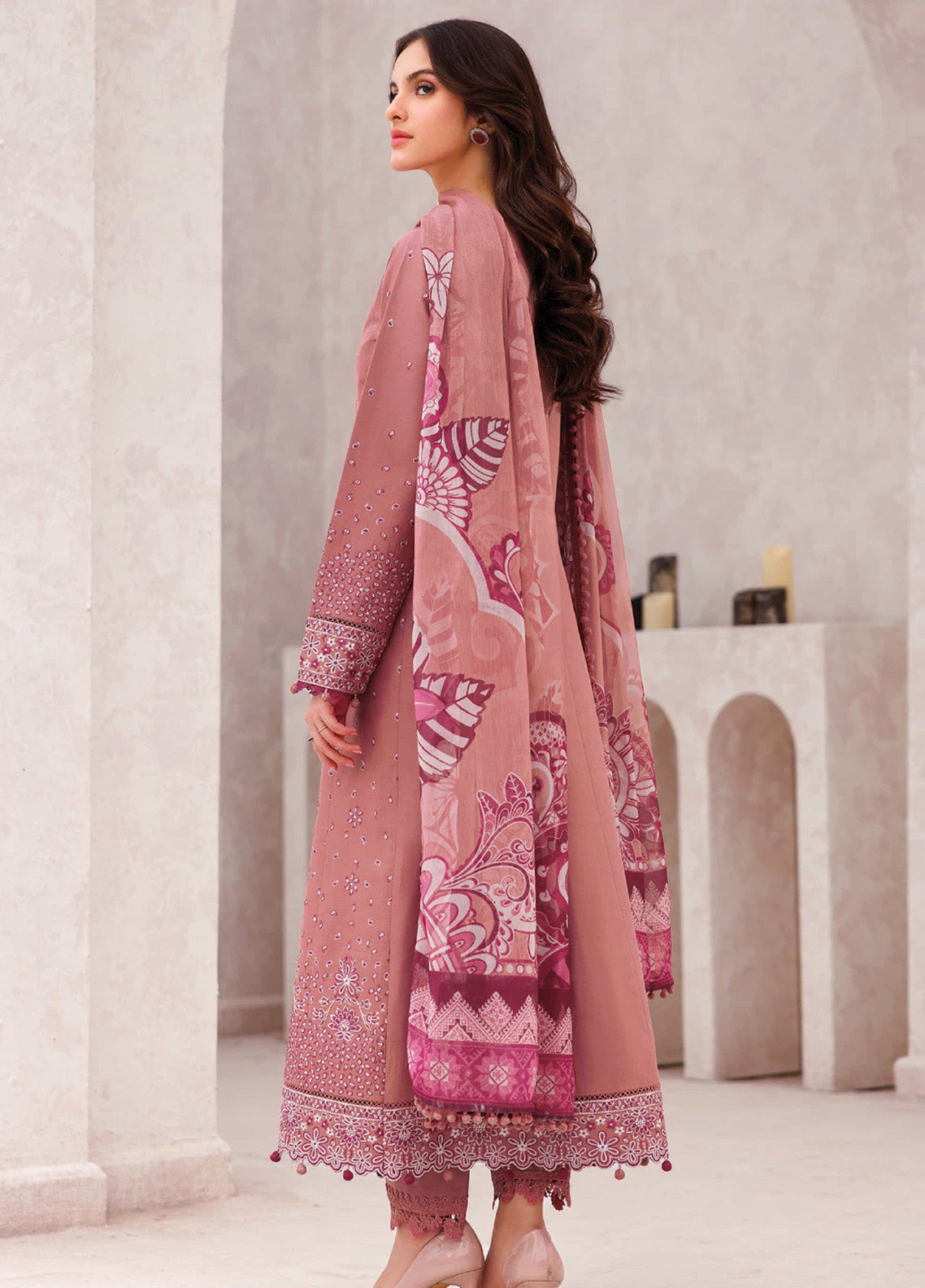 Bahar by Farasha Embroidered Lawn Suits Unstitched 3 Piece - FSH25B 12 PINK WHISPER Bahar by Farasha Embroidered Lawn Suits Unstitched 3 Piece - FSH25B 12 PINK WHISPER