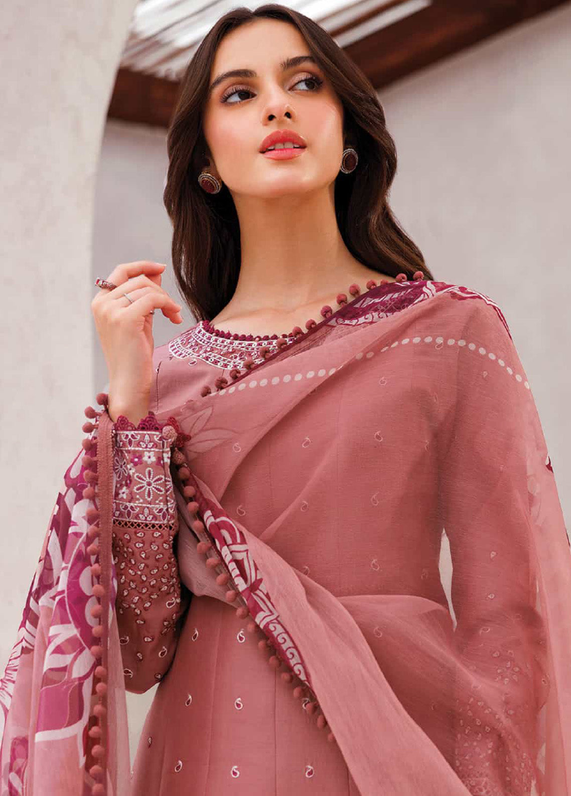 Bahar by Farasha Embroidered Lawn Suits Unstitched 3 Piece - FSH25B 12 PINK WHISPER Bahar by Farasha Embroidered Lawn Suits Unstitched 3 Piece - FSH25B 12 PINK WHISPER