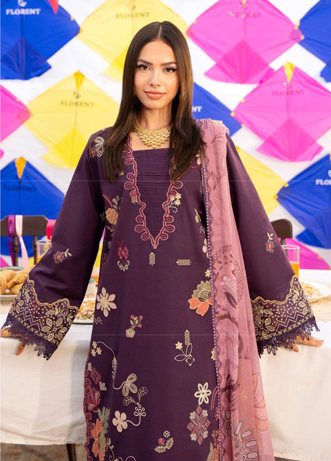 Basant By Florent Embroidered Lawn 3 Piece Unstitched Suit FL26BS FBC-1A Basant By Florent Embroidered Lawn 3 Piece Unstitched Suit FL26BS FBC-1A