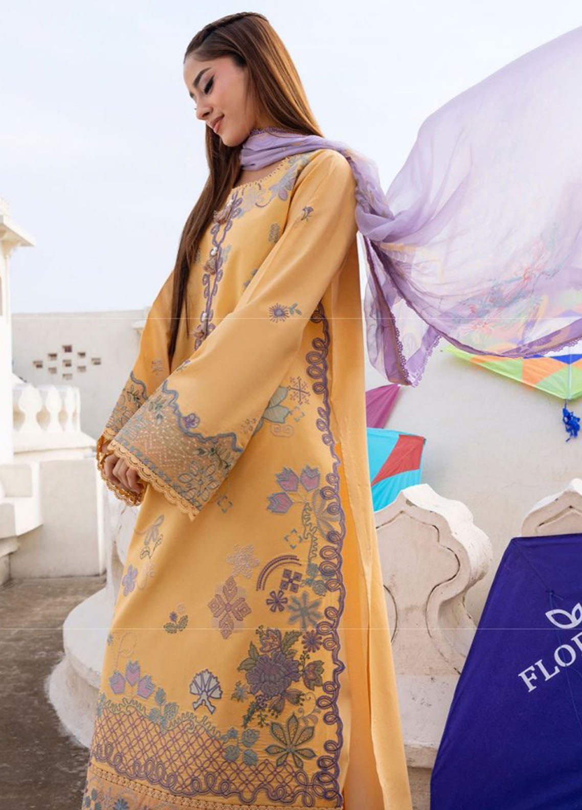Basant By Florent Embroidered Lawn 3 Piece Unstitched Suit FL26BS FBC-1B Basant By Florent Embroidered Lawn 3 Piece Unstitched Suit FL26BS FBC-1B