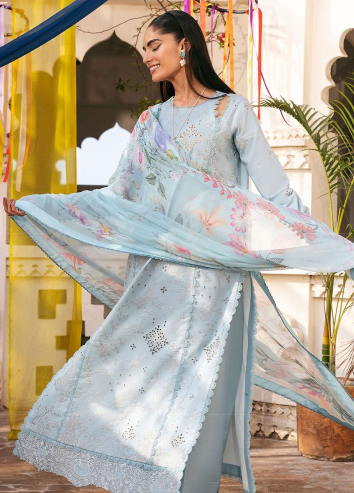 Basant By Florent Embroidered Lawn 3 Piece Unstitched Suit FL26BS FBC-4B Basant By Florent Embroidered Lawn 3 Piece Unstitched Suit FL26BS FBC-4B