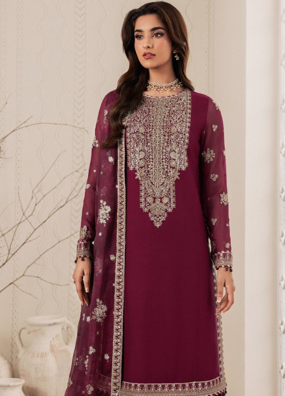 Bayaan By Zarif Embroidered Chiffon 3 Piece Unstitched Suit ZF26BCE D-04 NIDAH Bayaan By Zarif Embroidered Chiffon 3 Piece Unstitched Suit ZF26BCE D-04 NIDAH