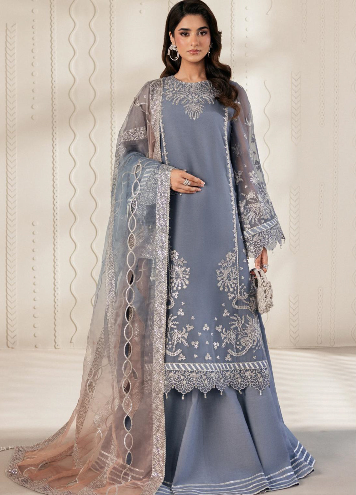 Bayaan By Zarif Embroidered Chiffon 3 Piece Unstitched Suit ZF26BCE D-05 NILMAH Bayaan By Zarif Embroidered Chiffon 3 Piece Unstitched Suit ZF26BCE D-05 NILMAH