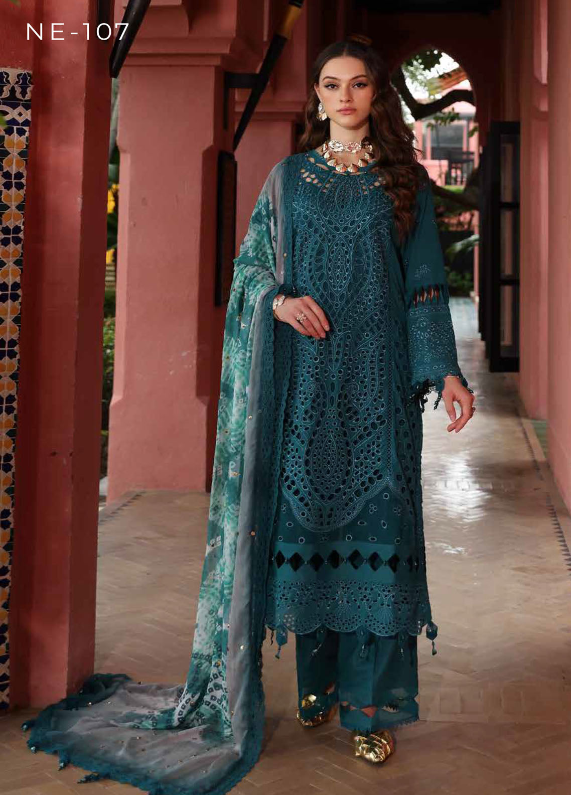 Bazaar by Nureh Embroidered Lawn Suits Unstitched 3 Piece - NU25BL NE-107 Bazaar by Nureh Embroidered Lawn Suits Unstitched 3 Piece - NU25BL NE-107