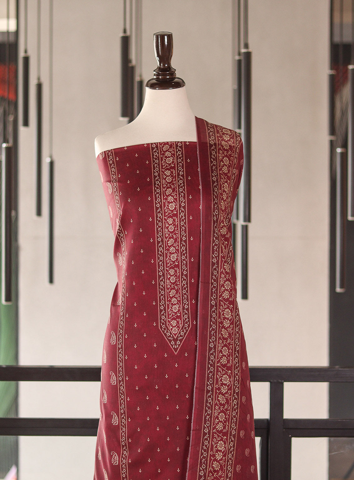 Bin Saeed Digital Printed Cotton 3 Piece Unstitched Suits BS26DPL D-045-RD Bin Saeed Digital Printed Cotton 3 Piece Unstitched Suits BS26DPL D-045-RD