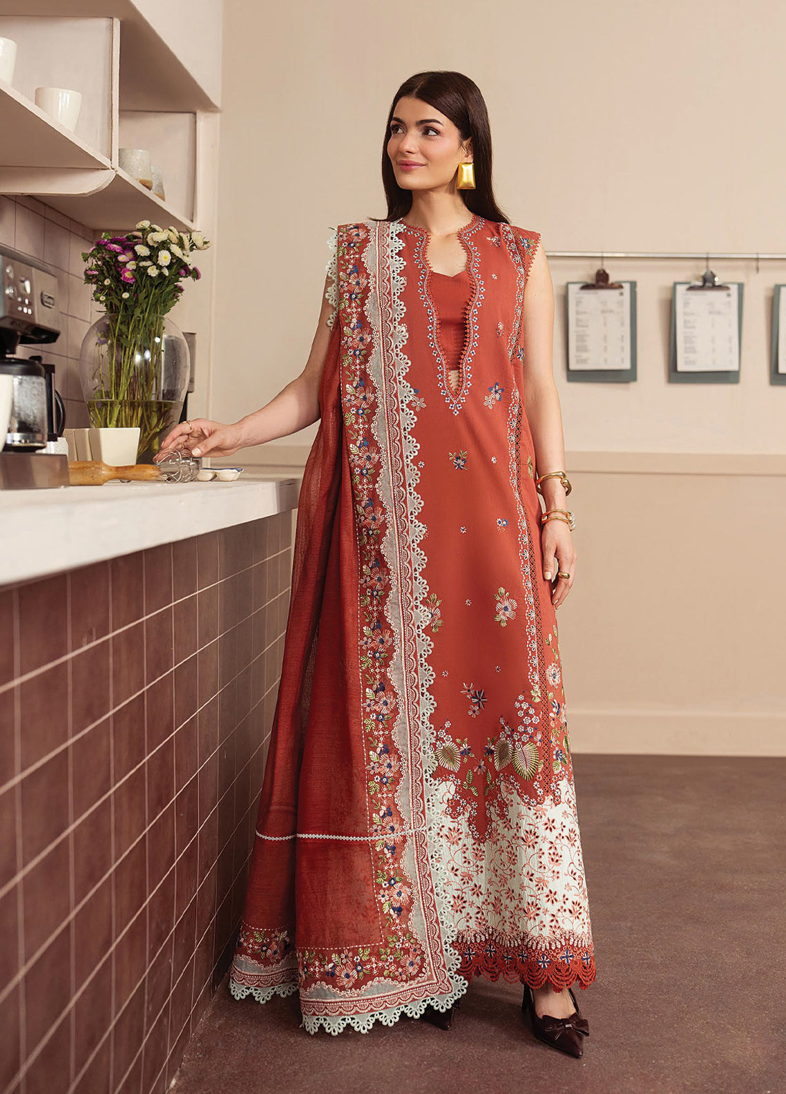 Brewed By Ayzel Luxury Embroidered Lawn 3 Piece Unstitched Suit AZL26BLL D-142 TOFFEE Brewed By Ayzel Luxury Embroidered Lawn 3 Piece Unstitched Suit AZL26BLL D-142 TOFFEE