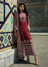 Broadway By Mushq Embroidered Crepe 3 Piece Unstitched Suit MQ26BER D-110 TIMURID ROSE