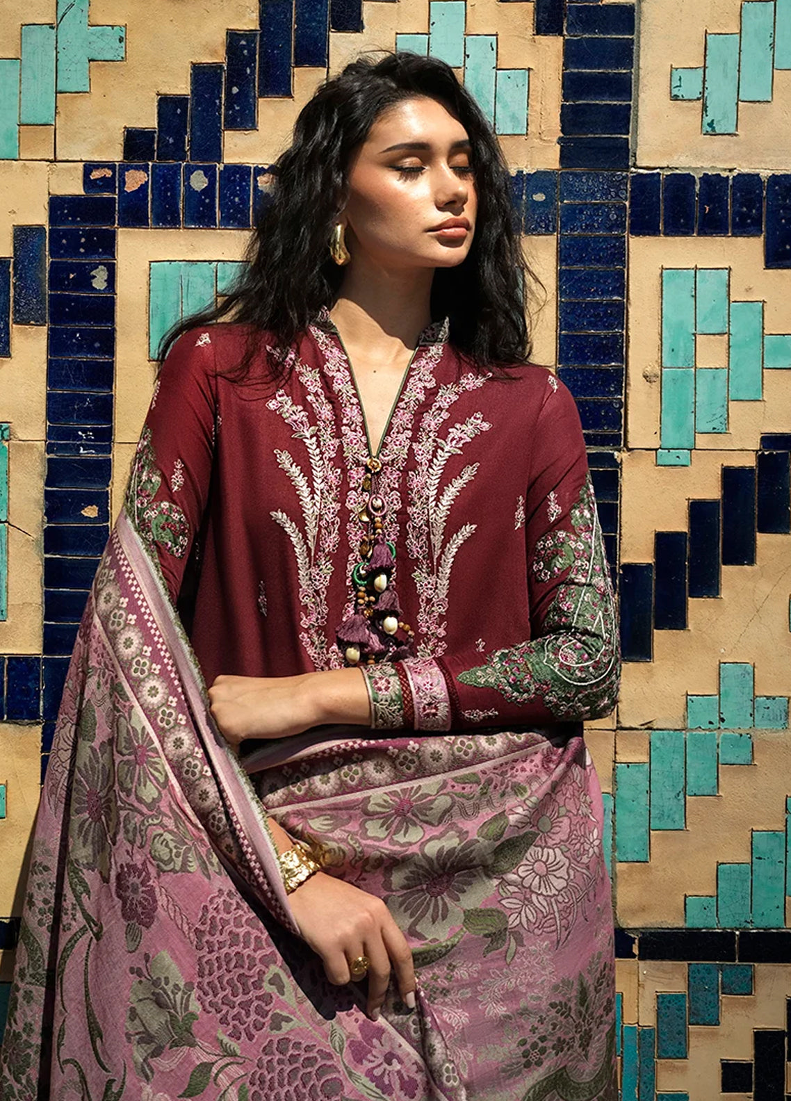 Broadway By Mushq Embroidered Crepe 3 Piece Unstitched Suit MQ26BER D-110 TIMURID ROSE Broadway By Mushq Embroidered Crepe 3 Piece Unstitched Suit MQ26BER D-110 TIMURID ROSE