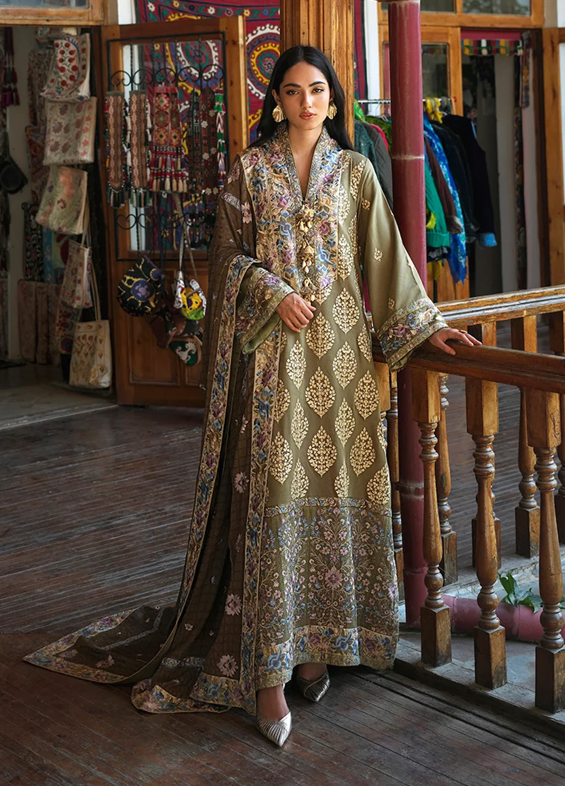 Broadway By Mushq Embroidered Herringbone 3 Piece Unstitched Suit MQ26BER D-112 SILK ROAD Broadway By Mushq Embroidered Herringbone 3 Piece Unstitched Suit MQ26BER D-112 SILK ROAD