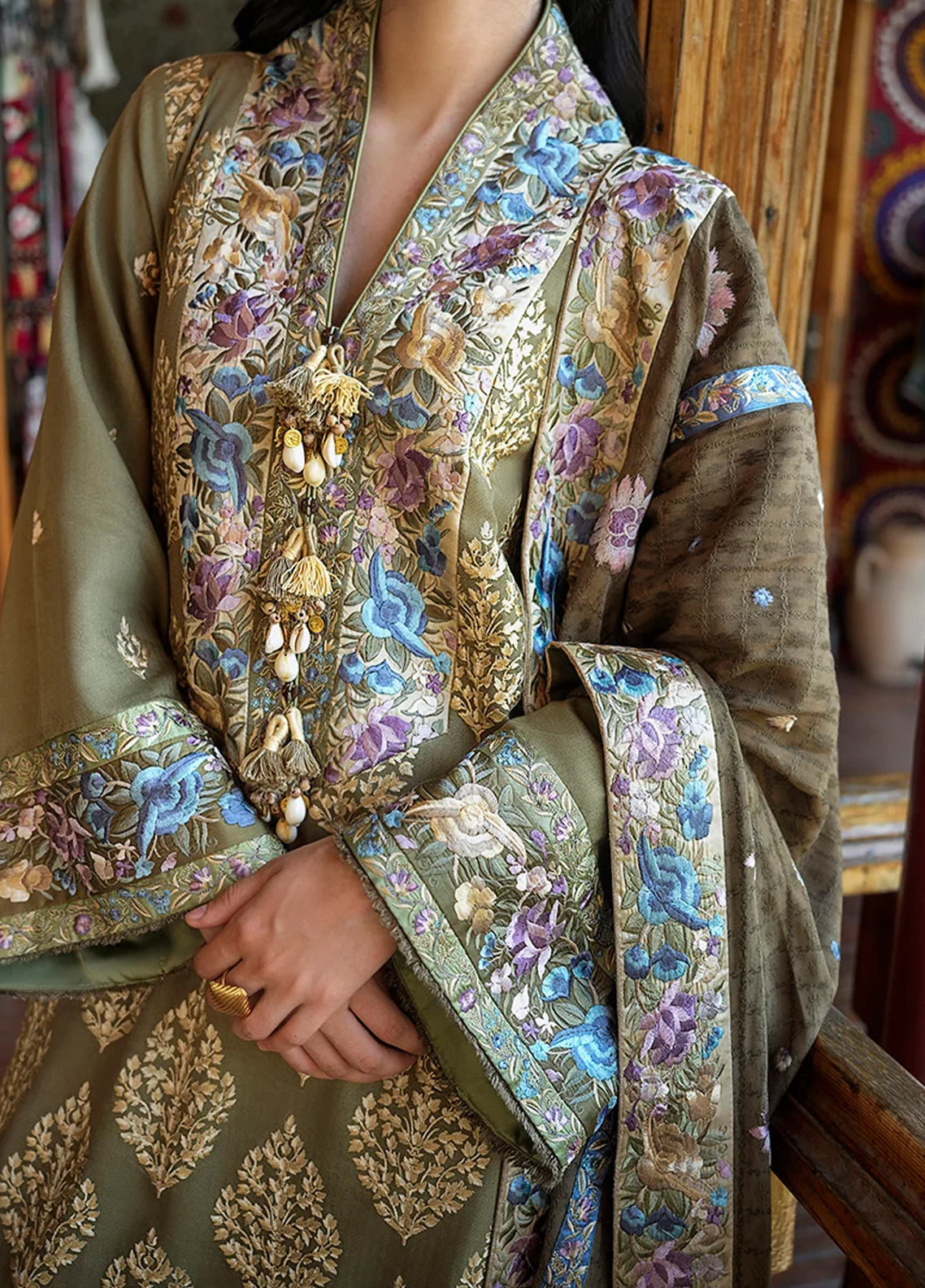 Broadway By Mushq Embroidered Herringbone 3 Piece Unstitched Suit MQ26BER D-112 SILK ROAD Broadway By Mushq Embroidered Herringbone 3 Piece Unstitched Suit MQ26BER D-112 SILK ROAD