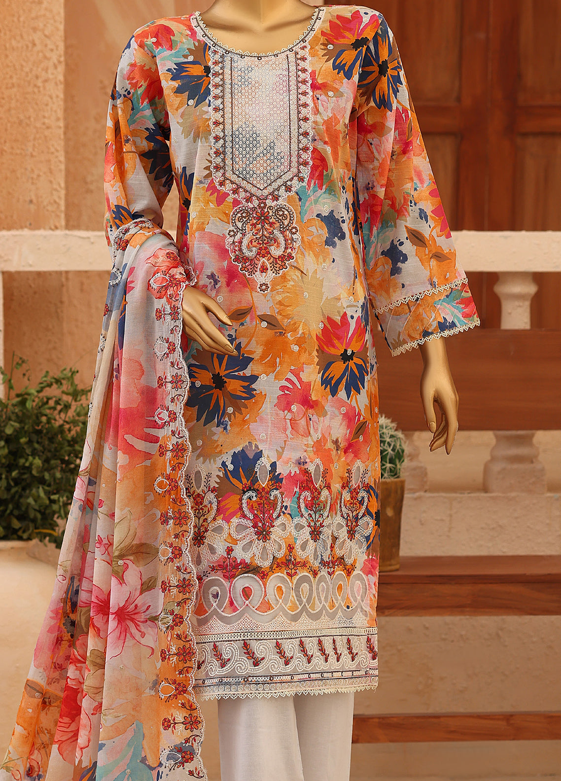 Casca By Schick Embroidered Lawn 3 Piece Unstitched Suit SDH26C D-09 Casca By Schick Embroidered Lawn 3 Piece Unstitched Suit SDH26C D-09