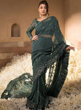 Celebrations by Elaf Embroidered Chiffon Unstitched Saree - EF24CF EFH-01 JAHAN ARA