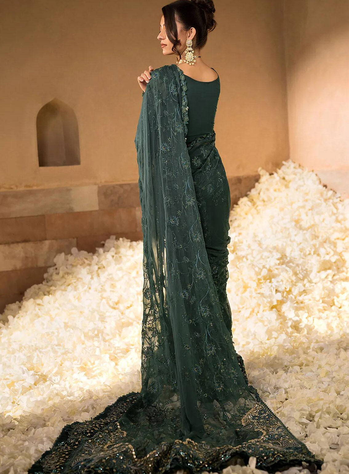 Celebrations by Elaf Embroidered Chiffon Unstitched Saree - EF24CF EFH-01 JAHAN ARA Celebrations by Elaf Embroidered Chiffon Unstitched Saree - EF24CF EFH-01 JAHAN ARA