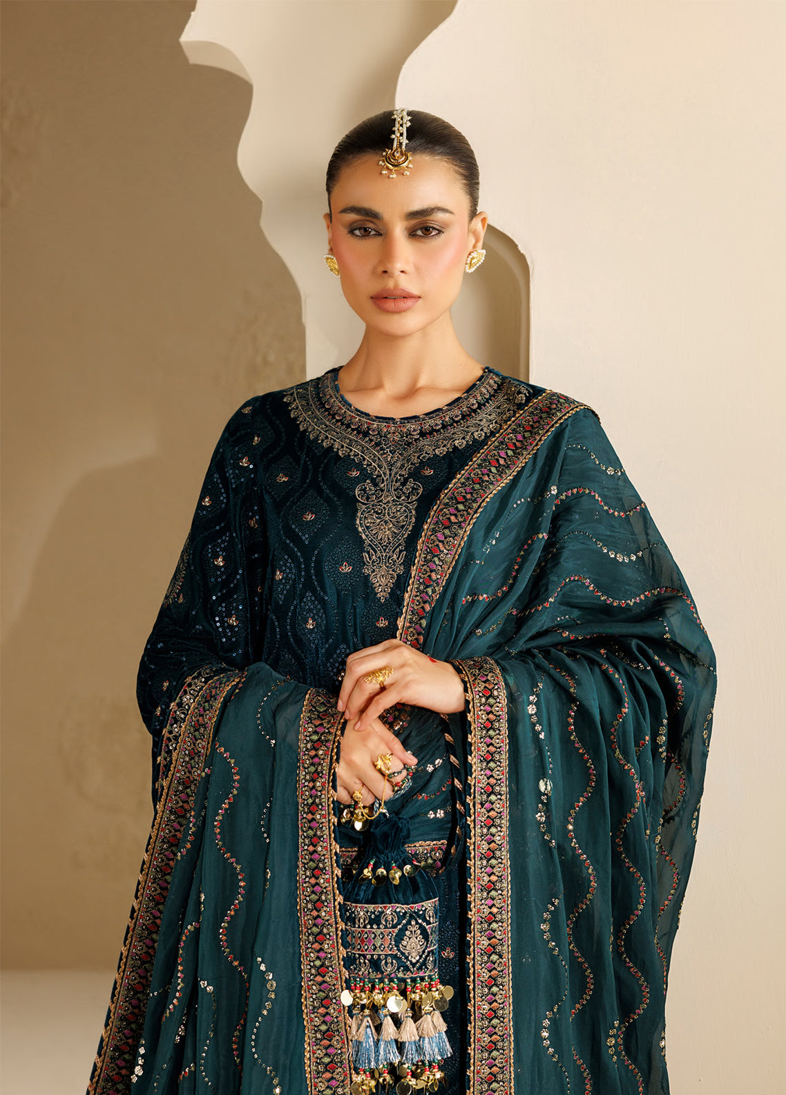 Chandni By Jazmin Luxury Embroidered Velvet 3 Piece Unstitched Suit JZ26CLV D-02 SHAB-E-NEEL Chandni By Jazmin Luxury Embroidered Velvet 3 Piece Unstitched Suit JZ26CLV D-02 SHAB-E-NEEL