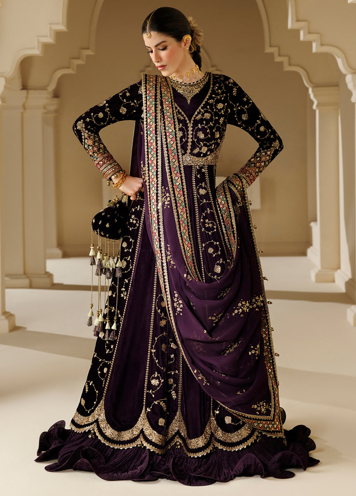 Chandni By Jazmin Luxury Embroidered Velvet 3 Piece Unstitched Suit JZ26CLV D-03 ZARPOOSH Chandni By Jazmin Luxury Embroidered Velvet 3 Piece Unstitched Suit JZ26CLV D-03 ZARPOOSH