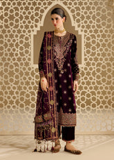 Chandni By Jazmin Luxury Embroidered Velvet 3 Piece Unstitched Suit JZ26CLV D-08 NAYAAB