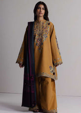 Coco By Zara Shahjahan Embroidered Karandi 3 Piece Unstitched Suit ZS26CW D-02A OCHRE