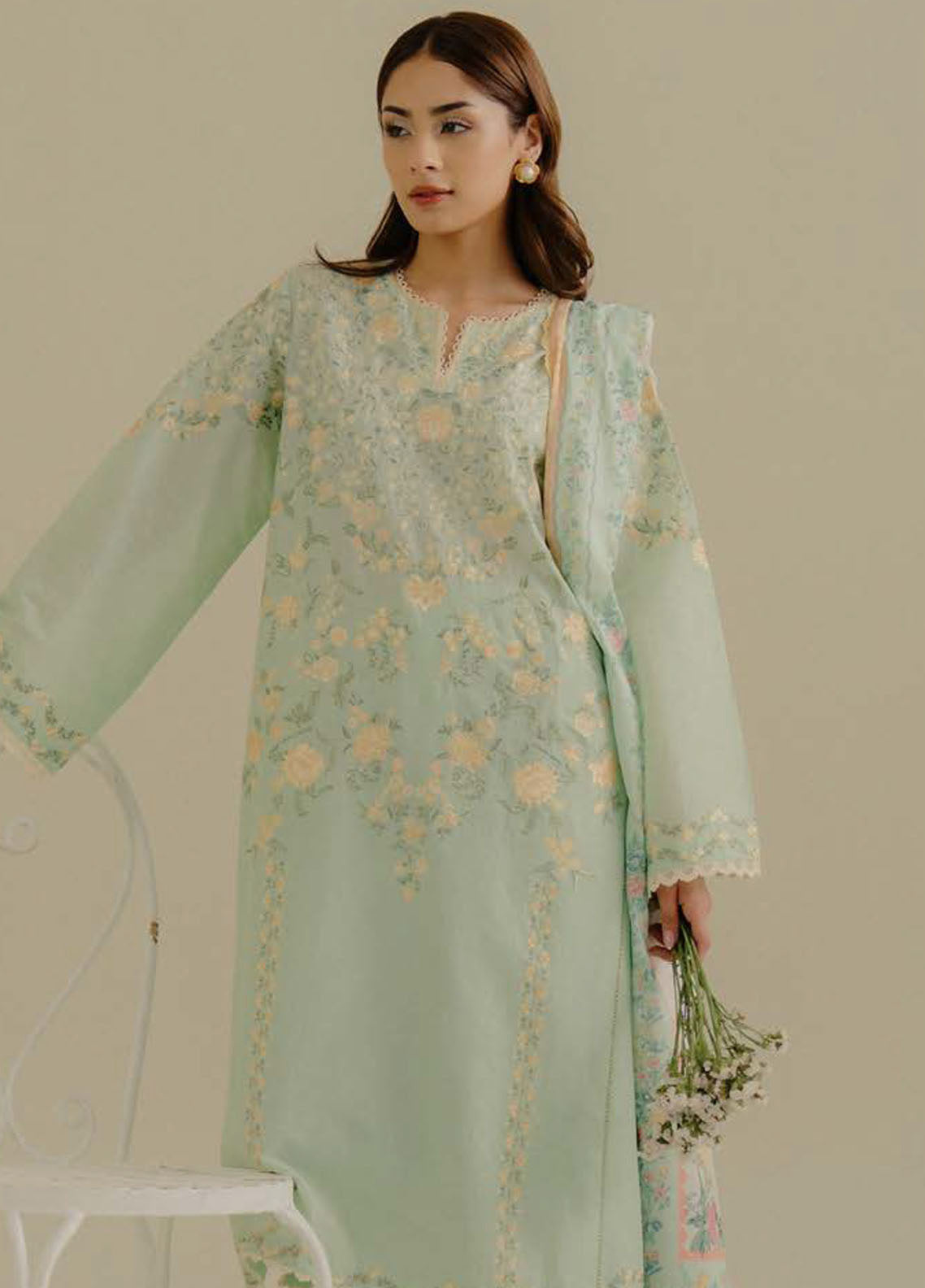 Coco by Zara Shahjahan Embroidered Lawn Suits Unstitched 3 Piece - CZS25L2 7A VELIN Coco by Zara Shahjahan Embroidered Lawn Suits Unstitched 3 Piece - CZS25L2 7A VELIN
