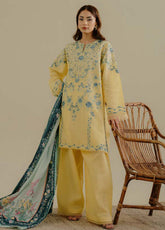 Coco by Zara Shahjahan Embroidered Lawn Suits Unstitched 3 Piece - CZS25L2 7B VELIN
